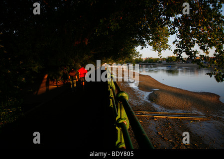 Thames Path läuft an der Themse an Bischöfe Park, Fulham, London, UK Stockfoto