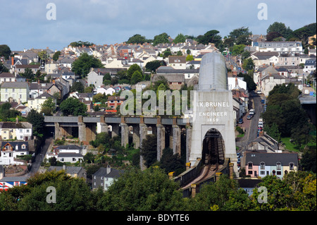 Die Isambard Kingdom Brunel Brücke über den Fluss Tamar Plymouth, Devon, England Stockfoto