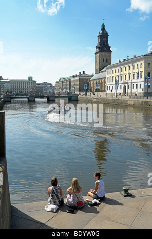 Stora Hamnøya Kanalen im Zentrum von der Stadt Göteborg in Schweden Stockfoto