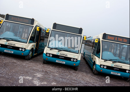 Busflotte neue Zugehörigkeit zu Arriva North Wales Stockfoto