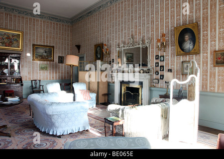 Rosa Salon, Enniscoe Haus, irische georgianischen Herrenhaus B & B, Co. Mayo, Irland Stockfoto