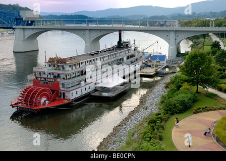 Die Delta Queen Steamboat vertäut in Chattanooga, Tennessee auf dem Tennessee River Stockfoto