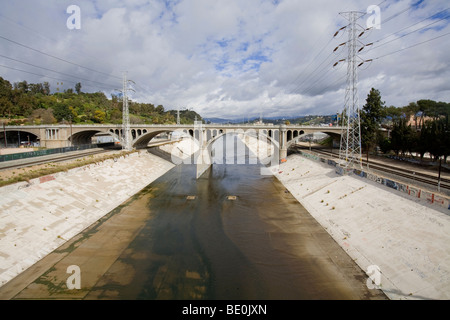 Der North Broadway-Buena Vista Street Bridge, Los Angeles River, Los Angeles, Kalifornien, USA Stockfoto