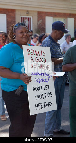 Protest gegen home Abschottung in Mittelklasse-Viertel von Detroit Stockfoto