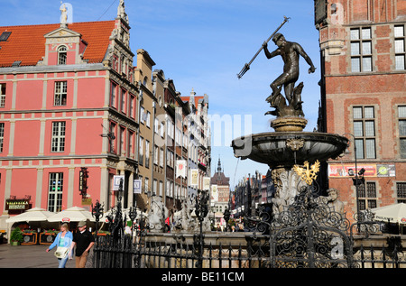 Neptun-Brunnen, langer Markt, Gdansk, Polen Stockfoto