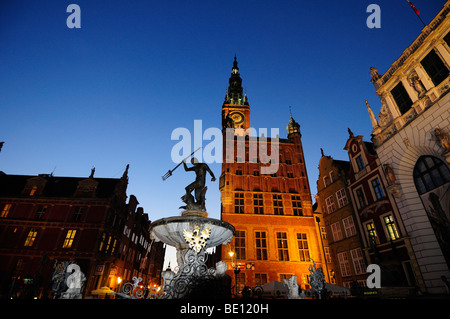 Neptun-Brunnen, langer Markt, Gdansk, Polen Stockfoto