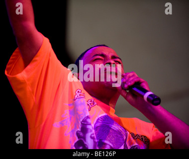 Die Sängerin für die Freestyler beim 2009 Glade Festival. Stockfoto