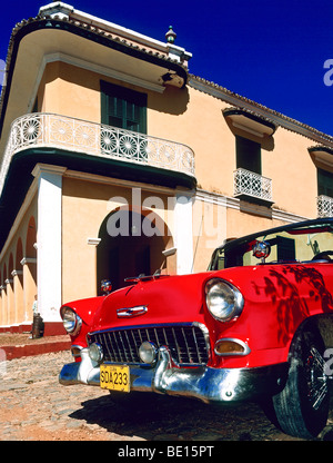 Amerikanische Oldtimer, koloniale Gebäude, Trinidad, Kuba Stockfoto