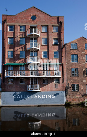 Ruft die Landung auf den Fluss Aire, Leeds, West Yorkshire Stockfoto