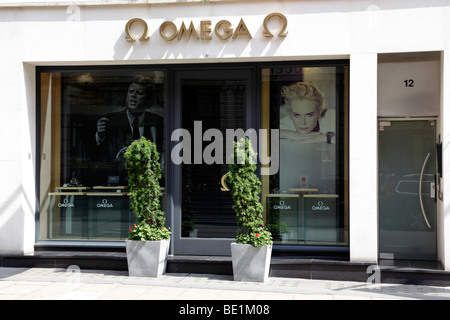 Eingang zum Omega Store auf alten Bond street Mayfair London uk Stockfoto