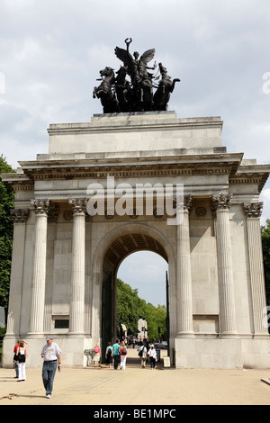 Wellington arch auch bekannt als Verfassung Bogen Hyde Park London uk Stockfoto