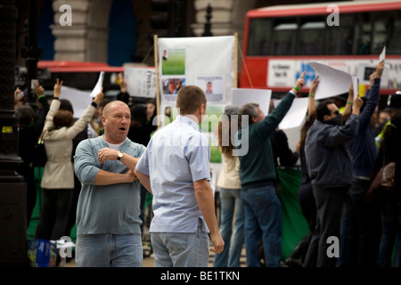 Gegendemonstrant innen auf der Al Quds Demonstration gegen den Staat Israel, am 13. September 2009 in London statt. Stockfoto