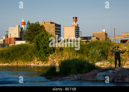 Die Innenstadt von Casper, Wyoming, auf den North Platte River Stockfoto