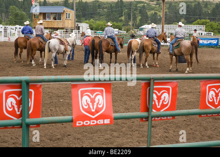 Cowboys bei einem Rodeo in Elgin Oregon üben Stockfoto