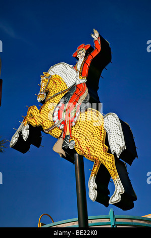 Cowboy auf Pferd Zeichen, Las Vegas Stockfoto