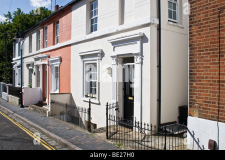 Stadt-Reihenhäuser in der Nähe von Kathedrale, St Albans, Hertfordshire, UK Stockfoto