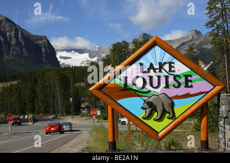 Lake Louise Begrüßungsschild, Kanada Stockfoto