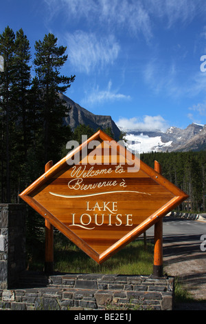 Lake Louise Begrüßungsschild, Kanada Stockfoto