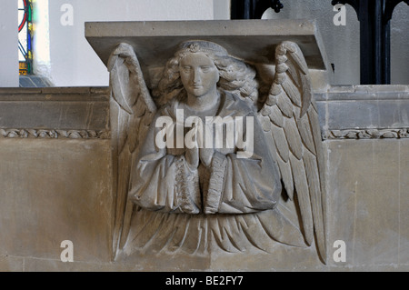 Engel auf der Kanzel in St. Maria Magdalena Kirche, Shearsby, Leicestershire, England, UK Stockfoto