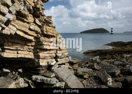 Trwyn Du Leuchtturm & Puffin Insel Anglesey, Wales, UK Stockfoto