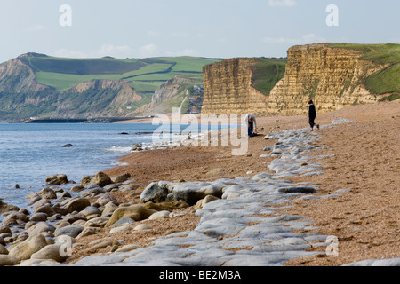 Der Strand und Klippen bei Burton Bradstock an der jurassic Küste von Dorset, England Stockfoto