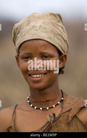 Naro Buschmänner (San) Frau Porträt, Central Kalahari, Botswana Stockfoto