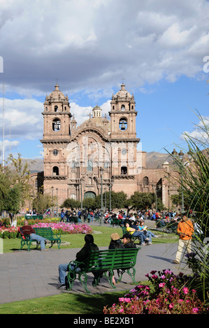 La Compania de Jesus, Jesuitenkirche, Plaza de Armas, historisches Stadtzentrum, Cusco, Peru, Südamerika, Lateinamerika Stockfoto