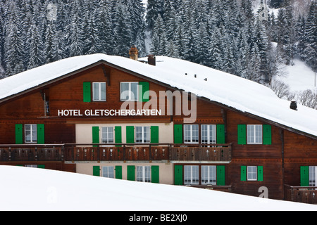 Grindelwald, typischen Schweizer Stil Chalet, Jungfrauregion, Berner Oberland, Schweizer Alpen, Schweiz Stockfoto