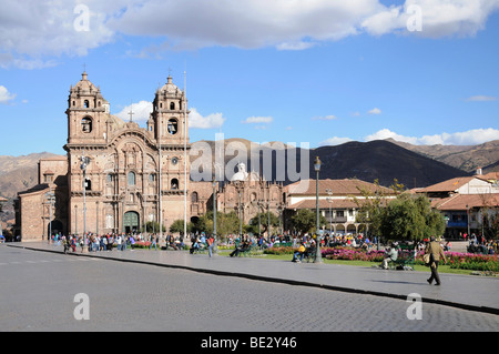 La Compania de Jesus, Jesuitenkirche, Plaza de Armas, historisches Stadtzentrum, Cusco, Peru, Südamerika, Lateinamerika Stockfoto