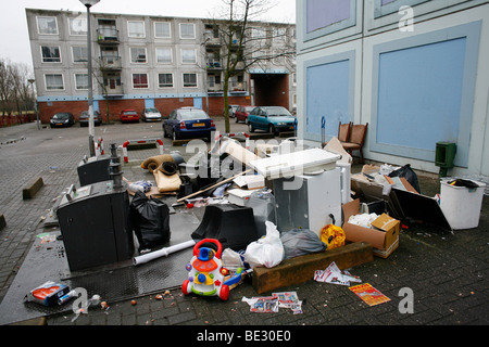 De Bijlmer ist eine schlechte Gegend in Amsterdam. Die Bevölkerung ist überwiegend Ausländer und Beschäftigungsmöglichkeiten sind gering. Es gibt eine hohe o Stockfoto