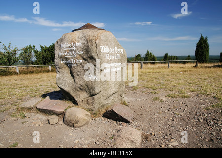 Stein auf dem Gipfel des Mount Wilseder in der Nähe von Wilsede, Naturpark Lüneburger Heide, Niedersachsen, Deutschland, Europa Stockfoto