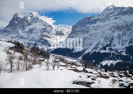 Wetterhorn Berg (3692m), Grindelwald, Jungfrauregion, Berner Oberland, Schweizer Alpen, Schweiz Stockfoto