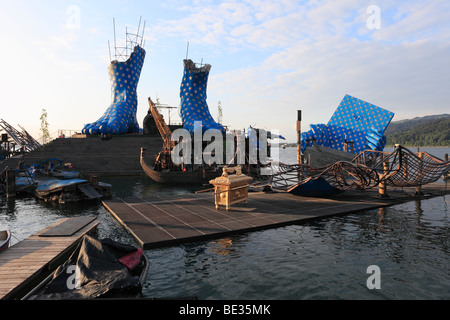Bühne für die Oper Aida, Seebuehne Bregenz schwimmende Bühne, Bodensee, Vorarlberg, Austria, Europe Stockfoto