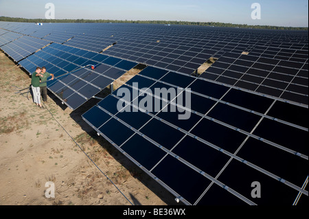 Deutschlands größte Solarpark in Lieberose, Spreewald, Brandenburg, Deutschland, Europa Stockfoto