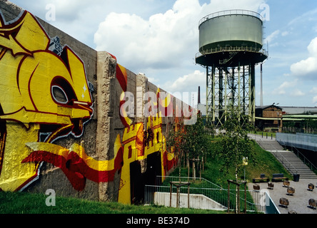 Rheinpark auf dem Gelände eines ehemaligen Stahlwerks, Duisburg-Hochfeld, Ruhr, Nordrhein-Westfalen, Deutschland, Europa Stockfoto