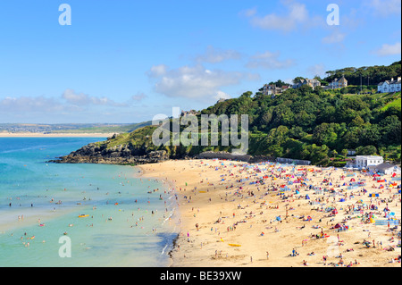 Mit Blick auf Porthminster Strand bei St. Ives, Cornwall, England, UK, Europa Stockfoto