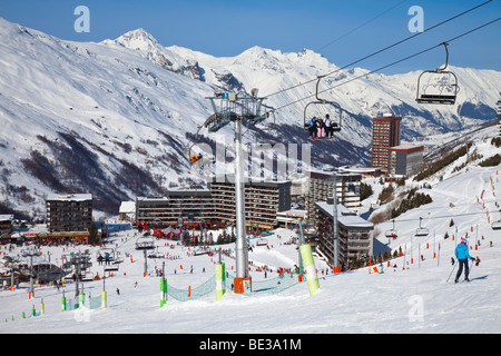 Les Menuires, Trois Vallées, Les Trois Vallees, Savoie, Französische Alpen, Frankreich Stockfoto