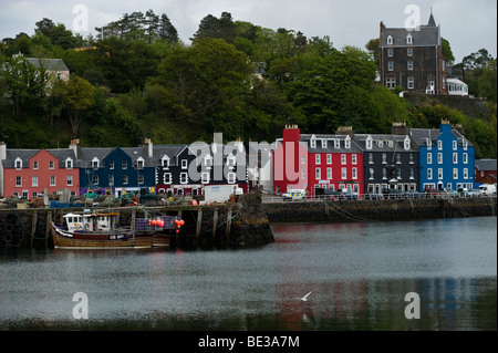 Häuserzeile, Mainstreet, Tobermory, Sound of Mull, Isle of Mull, Schottland, Vereinigtes Königreich, Europa Stockfoto