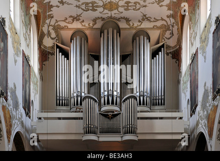 Orgel, Gotik, Barock-Stil, Stadtpfarrkirche, Simultaneum, St. Martin, Biberach ein der Riss, Baden-Württemberg, Deutschland, E Stockfoto