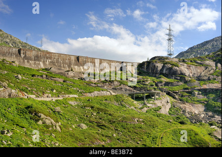 Der Damm des Grimselsee See am Grimselpass Pass im Berner Oberland, Kanton Bern, Schweiz, Europa Stockfoto