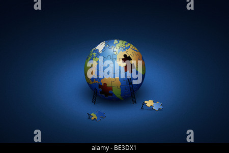 Digital erzeugte Bild der Erde in Puzzle-Teile. Stockfoto