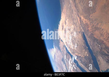 Hohen schrägen Szene mit Blick auf die Sinai-Halbinsel und das Mittelmeer. Stockfoto