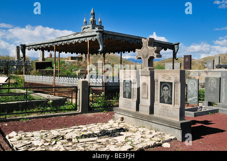 Typischen armenischen Friedhof, Grab, bei Khor Virap Kloster, Armenien, Asien Stockfoto