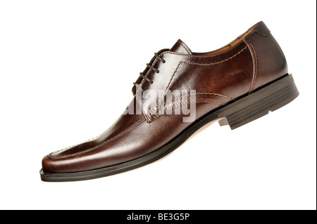 Schuh braun Leder. Schuhe des Mannes isoliert auf weißem Hintergrund Stockfoto