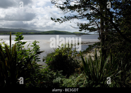 Blick über die Mündung im Portmeirion Dorf in Gwynedd, Wales, UK Stockfoto