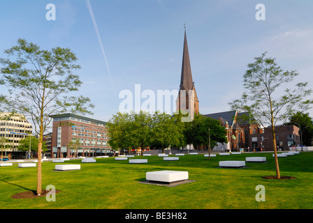 Domplatz Quadrat und St. Petrikirche, St.-Petri-Kirche in der Altstadt von Hamburg, Deutschland, Europa Stockfoto