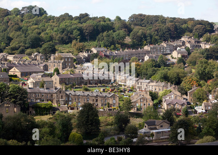 Großbritannien, England, Yorkshire, Haworth, Hang Dorfhäuser Stockfoto