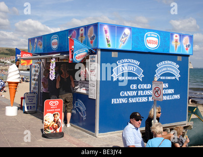 Eis Kiosk am Swanage Dorset Stockfoto