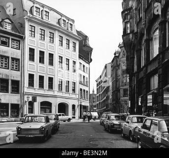 Barfussgaesschen Straße, Leipzig, DDR, historisches Foto, ca. 1982 Stockfoto