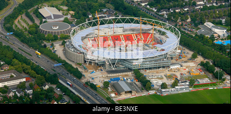 Luftaufnahme Bau Website Bay Arena Fußballstadion, Bayer 04 Leverkusen, Leverkusen, Nordrhein-Westfalen, Deutschland, Stockfoto